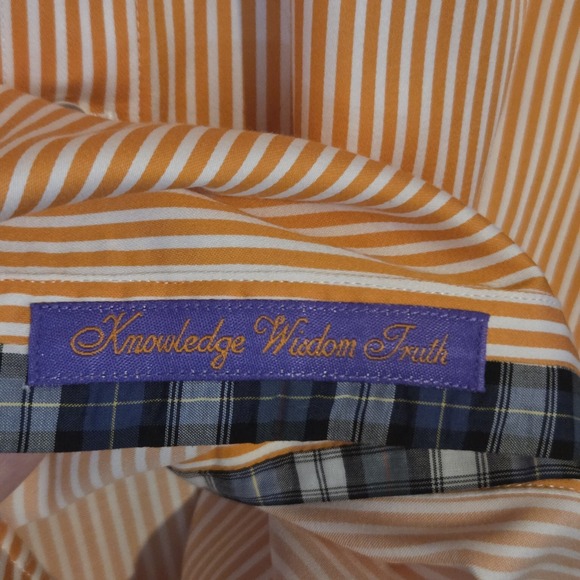 Robert Graham X Mens Orange Stripe Long Sleeve Flip Cuff Dress Shirt - Sz M - Picture 7 of 11